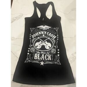 Johnny Cash Museum The Man In Black Guitar Racer Tank Top Womens S Black NEW